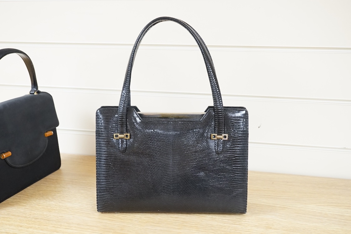 Two 1950's-60's Gucci handbags with one dust bag, largest 26cm wide